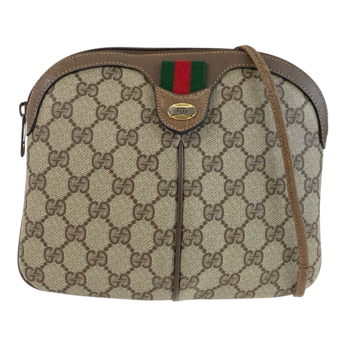 GUCCI グッチ ヴィンテージ シェリーライン ベージュ GGスプリームキャンバス レザー/ ショルダーバッグ ポシェット 603791 【中古】
