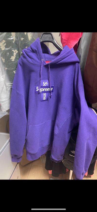 Supreme Cross Box Logo Hooded Sweatshirt "Purple"