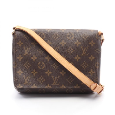 ルイ・ヴィトン LOUIS VUITTON ミュゼットタンゴ ロングストラップ モノグラム ショルダーバッグ バッグ PVCコーティングキャンバス レザー レディース ブラウン系 M51388 【中古】