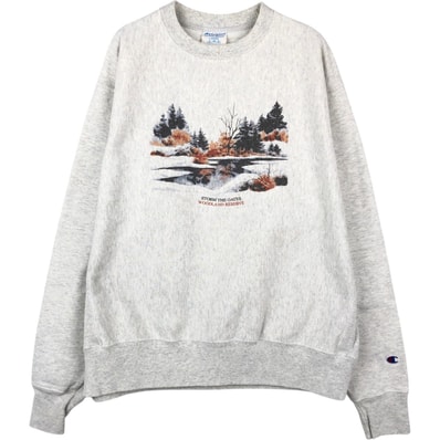 古着 チャンピオン Champion REVERSE WEAVE リバースウィーブ プリントスウェットシャツ トレーナー メンズL相当/eaa671899
