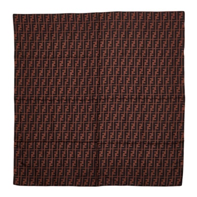 フェンディ ズッカ スカーフ 大判 ブラウン シルク レディース FENDI 【中古】