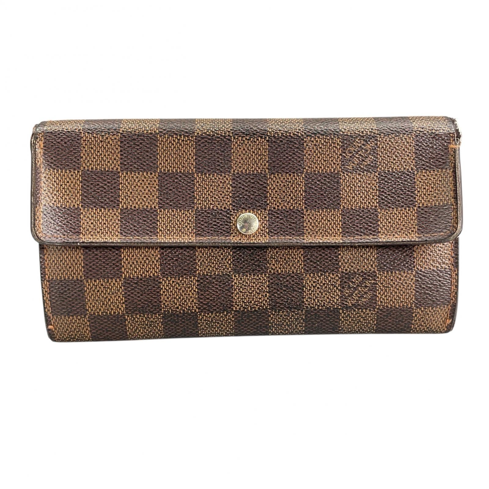 LOUIS VUITTON ルイ・ヴィトン ポルトフォイユサラ N61734 長財布 ダミエキャンバス ブラウン レディース【中古】