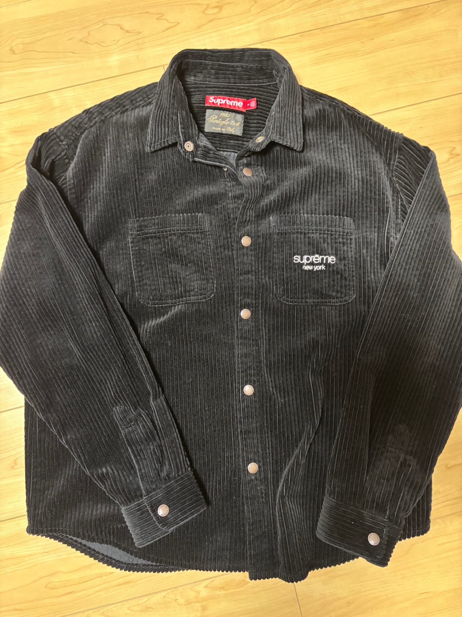 Supreme Wide Wale Corduroy Snap Shirt "Black"