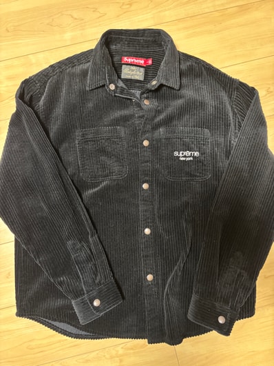 Supreme Wide Wale Corduroy Snap Shirt "Black"
