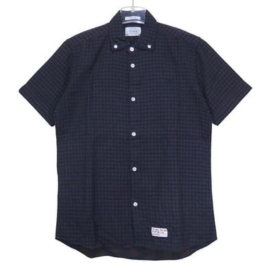 WTAPS ダブルタップス 12SS PLAIN S/S/SHIRTS.COTTON.GAUSE.TEXTILE 121LTDT-SHM05 プレイン ショートスリーブ シャツ コットン ガーゼ テキスタイル ブラウン チェック 半袖 サイズS