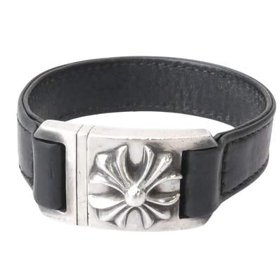 CHROME HEARTS クロムハーツ(原本無) ブレスレット HARNESS CLASP ハーネスクラスプ CHプラス レザー ブレスレット 7inch 7インチ シルバー系 ブラック系 7【中古】