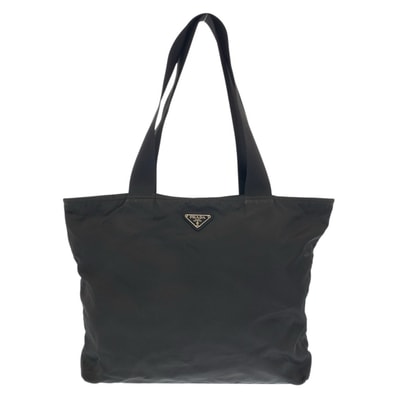 美品 PRADA プラダ テスート 三角ロゴプレート ブラック 黒 シルバー金具 ナイロン ショルダーバッグ トートバッグ 600800 【中古】