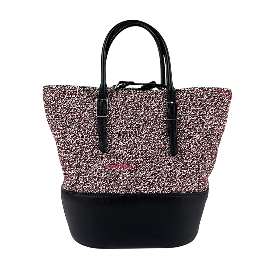 バレンシアガ BALENCIAGA ハンドバッグ ショルダーバッグ ジグザッカー コットン/レザー ピンク×ブラック×ホワイト レディース 410790【中古】 z3858