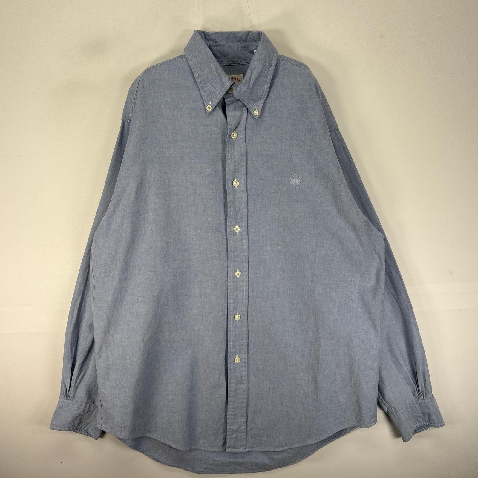 古着 ブルックスブラザーズ Brooks Brothers 長袖シャツ ボタンダウン ワンポイント 346 M  ブルー系 無地 メンズ