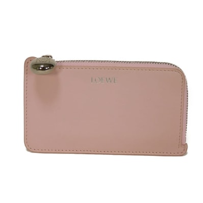 LOEWE ロエベ ペブル コイン カードホルダー アナグラム パステルピンク カードケース L字ファスナー 小銭入れ 財布 ミニウォレット 現行 ロゴ 箔押し シャイニーナパカーフ ブロッサム コインケース CANBZ40X01