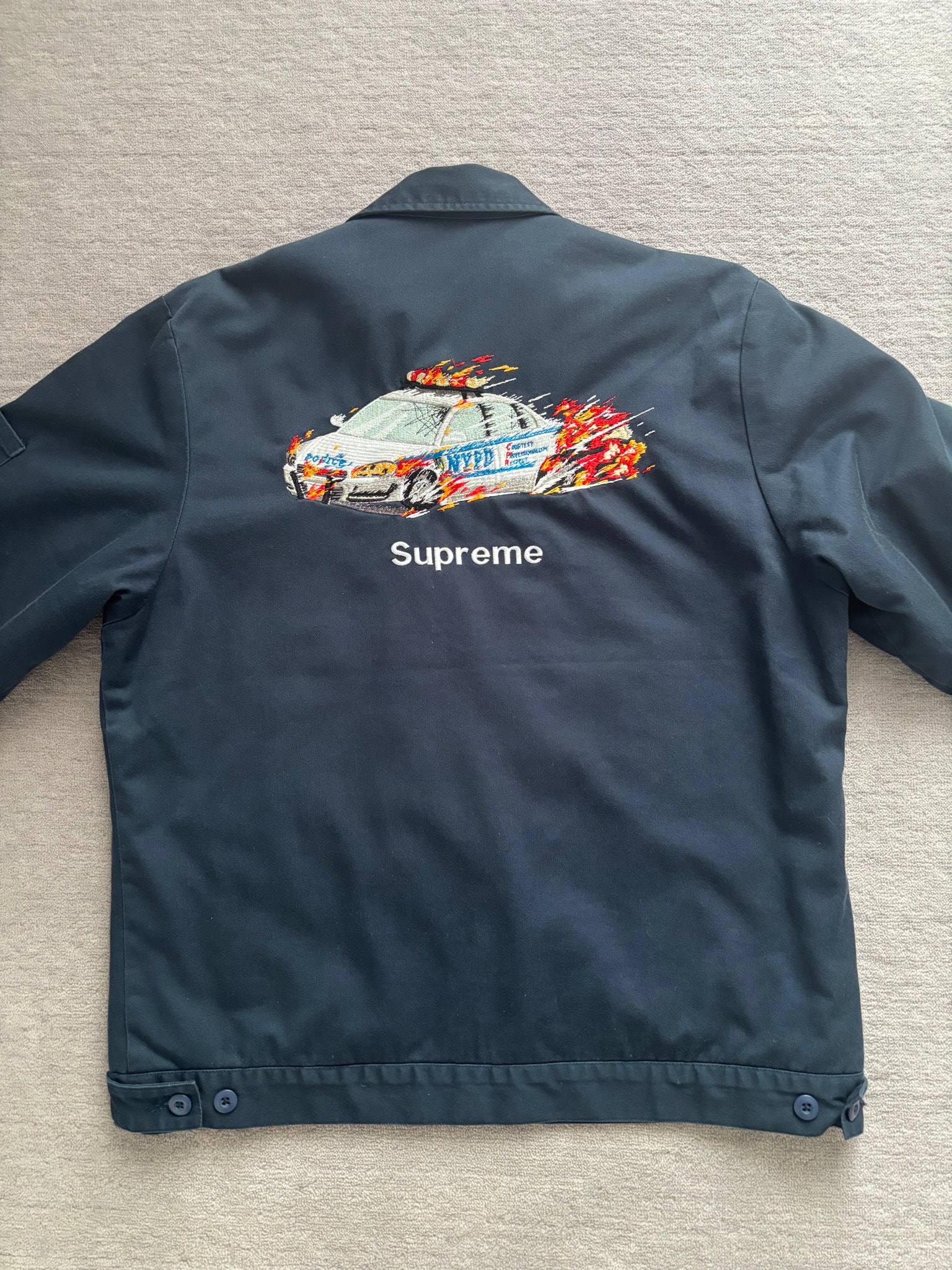 Supreme Cop Car Embroidered Work Jacket "Navy"