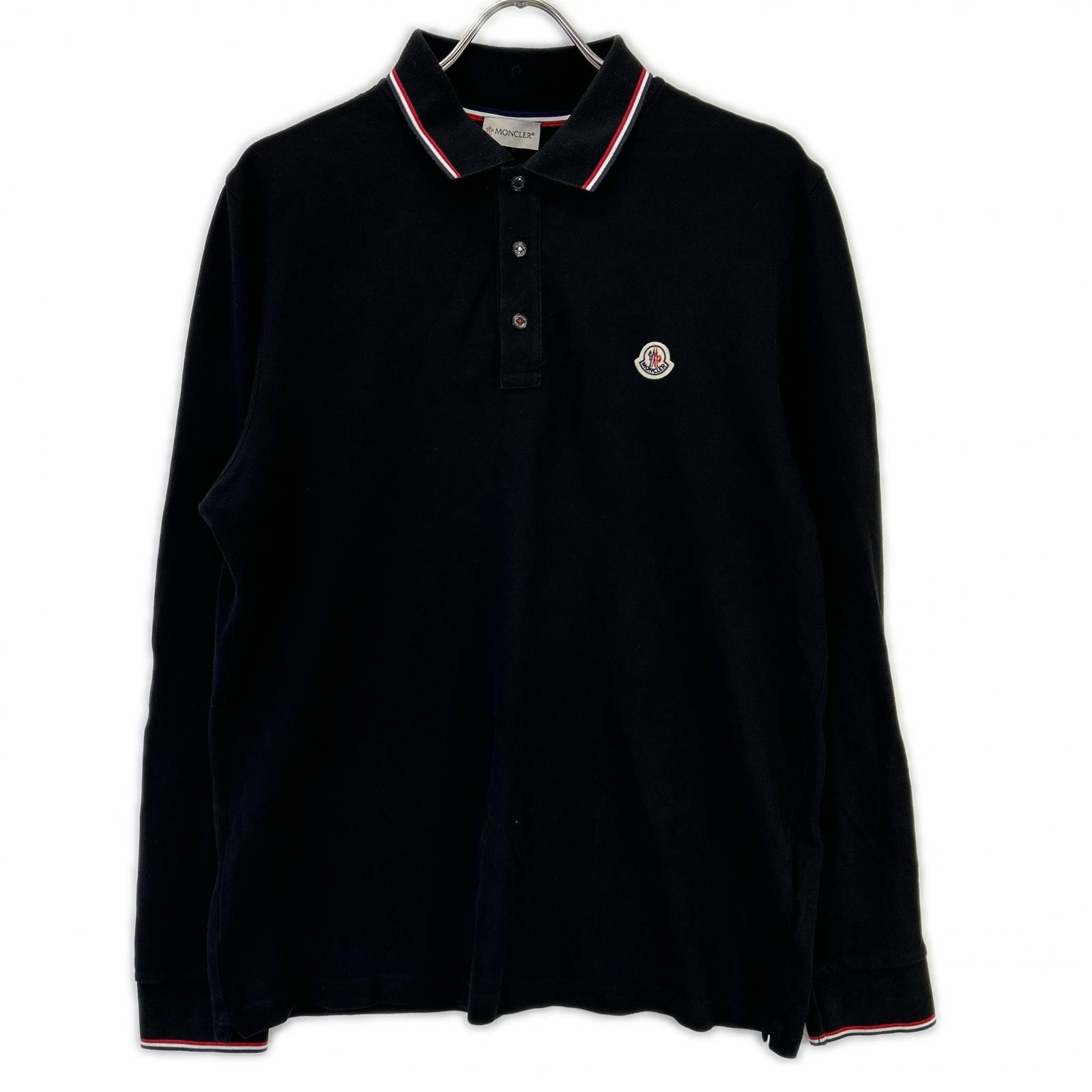 モンクレール ブラック MAGLIA ロゴワッペン L/Sポロシャツ L