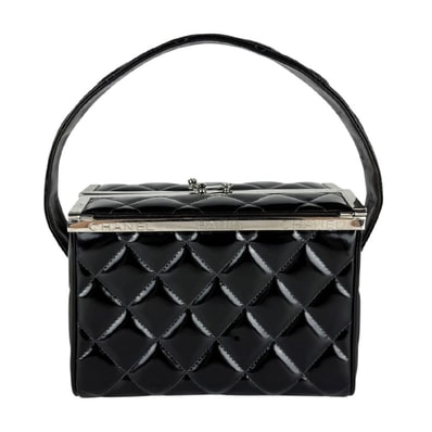 シャネル CHANEL ハンドバッグ パテントレザー ブラック シルバー レディース【中古】 z11000