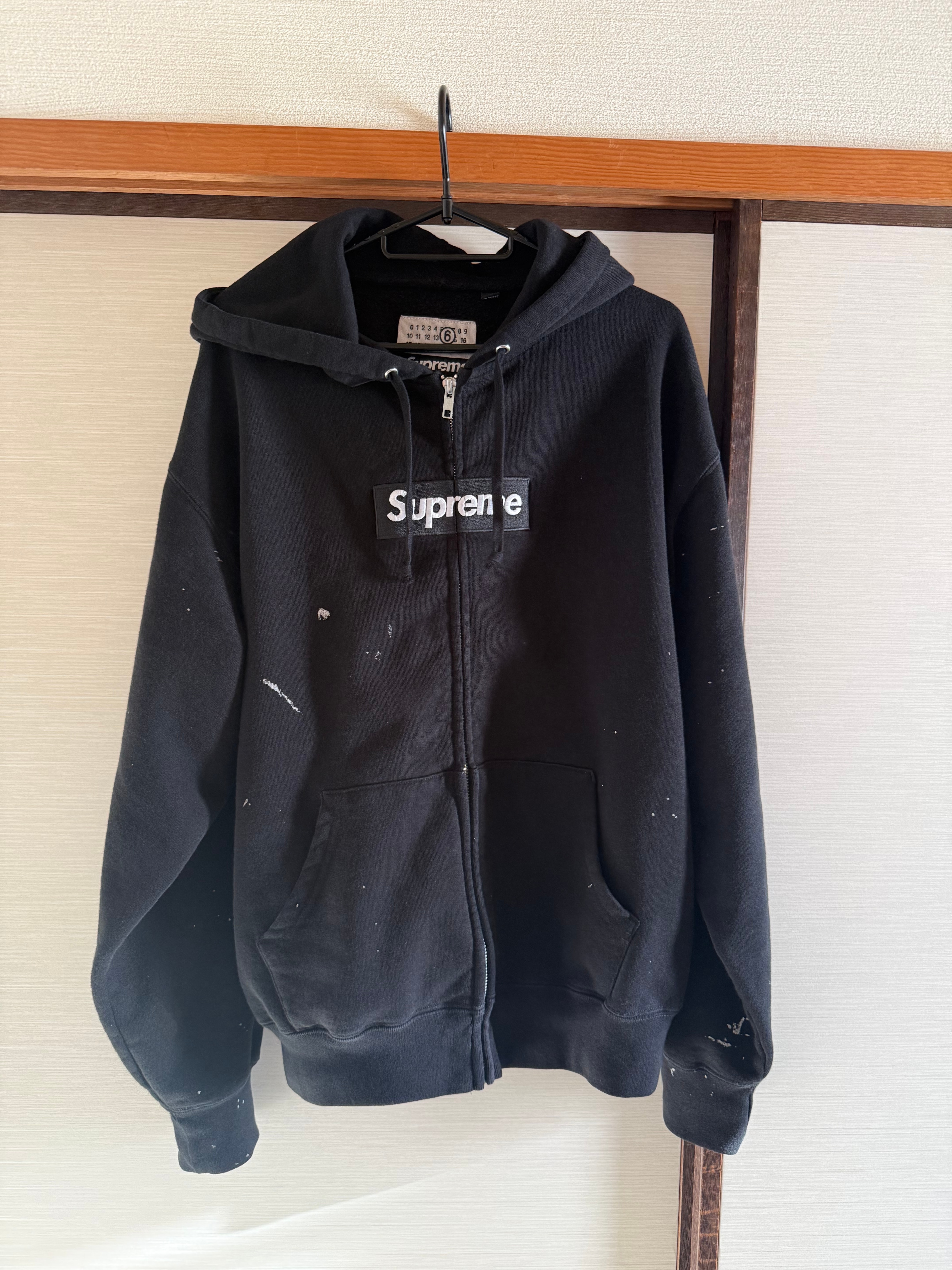 Supreme x MM6 Maison Margiela Box Logo Zip Up Hooded Sweatshirt "Black"