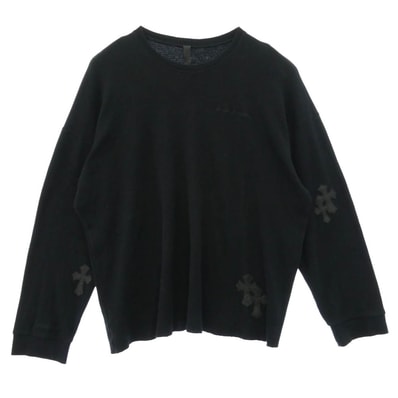 Chrome Hearts GRP Y Not U OVRSZD PLV THRML Cross Patch Thermal L/S Cut Saw "Black"