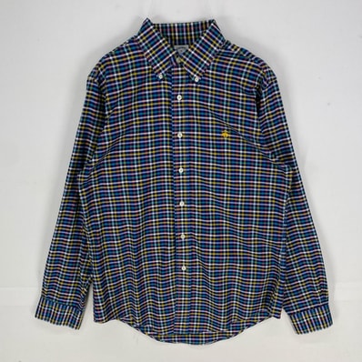 古着 ブルックスブラザーズ Brooks Brothers 長袖シャツ 1818 刺繍ロゴ ロングスリーブ M ネイビー系 チェック メンズ