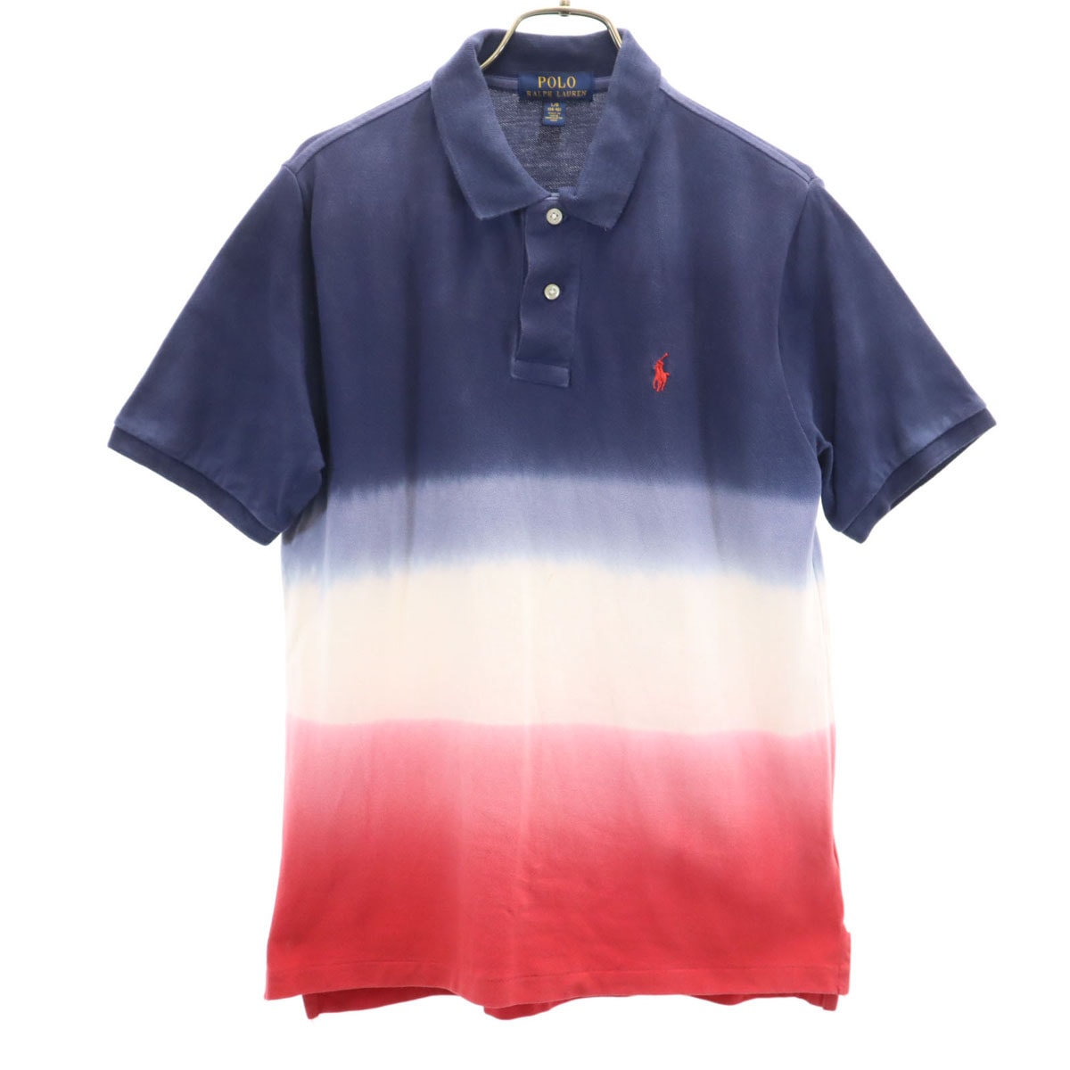 POLO RALPH LAUREN ポロラルフローレン グラデーション 半袖 ポロシャツ L 14-16 ネイビー 鹿の子