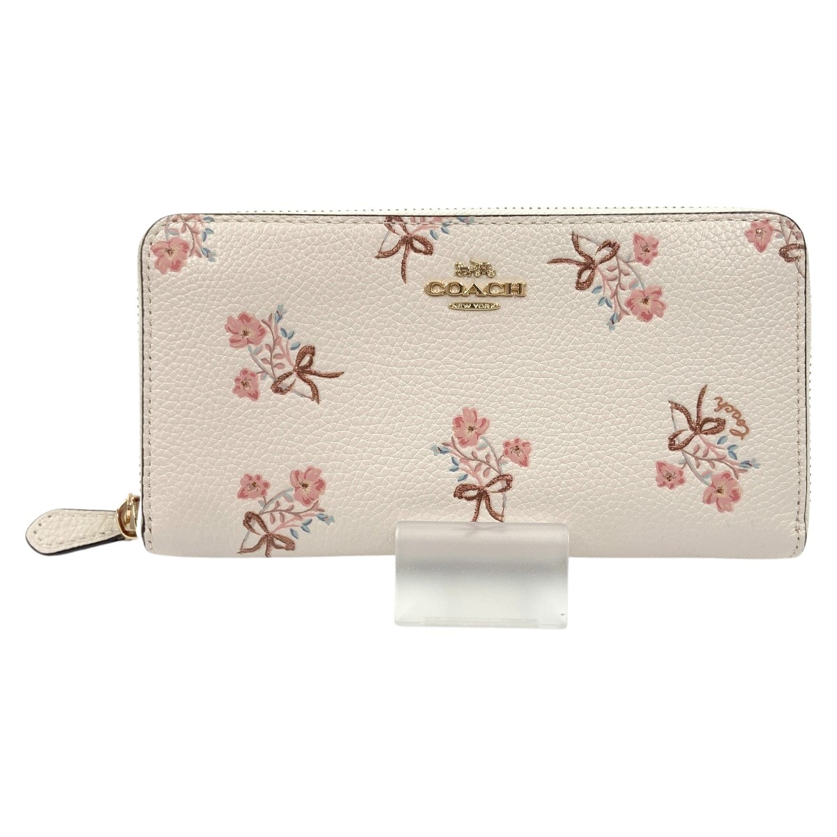 〇〇COACH コーチ フラワーモチーフ ラウンドファスナー 長財布 68419 ピンク