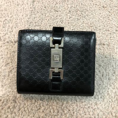 GUCCI Micro G Print Chrome Jackie Wallet