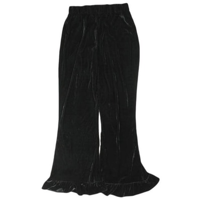 Ray BEAMS レイビームス 24AW フリルヘムベロアパンツ 61-23-1144-370 ONE SIZE BLACK イージー ボトムス g25909