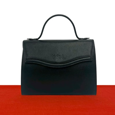 YVES SAINT LAURENT イヴ・サンローラン YSL ロゴ レザー ハンドバッグ ブラック
01189