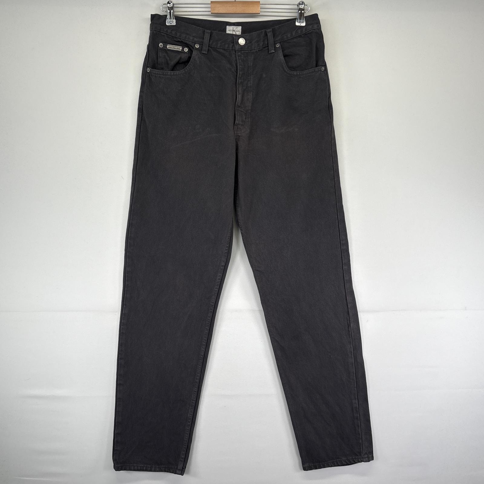 古着 カルバンクライン Calvin Klein デニムパンツ テーパード ジーンズ ジーパン 5ポケット 長ズボン w33 L34 ダークグレー メンズ