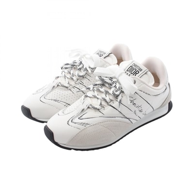 ディオール Dior D-Sketch スニーカー 靴 レザー スウェード レディース ホワイト系 / ブラック系 【中古】