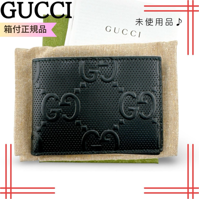 グッチ GUCCI 2つ折り財布 ブラック グッチシグネチャー 男女兼用
