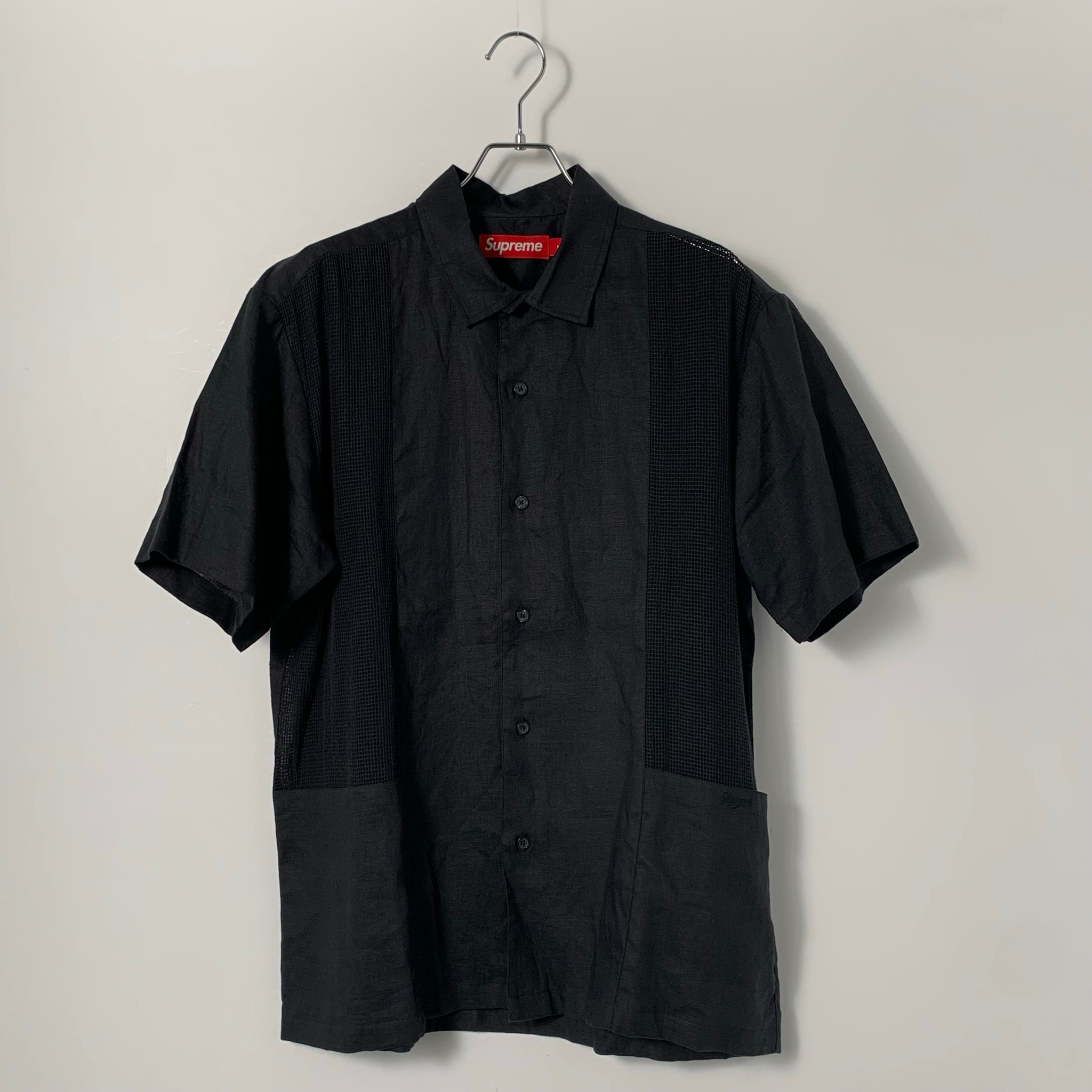Supreme Mesh Panel Linen S/S Shirt "Black"