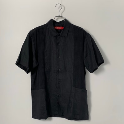 Supreme Mesh Panel Linen S/S Shirt "Black"