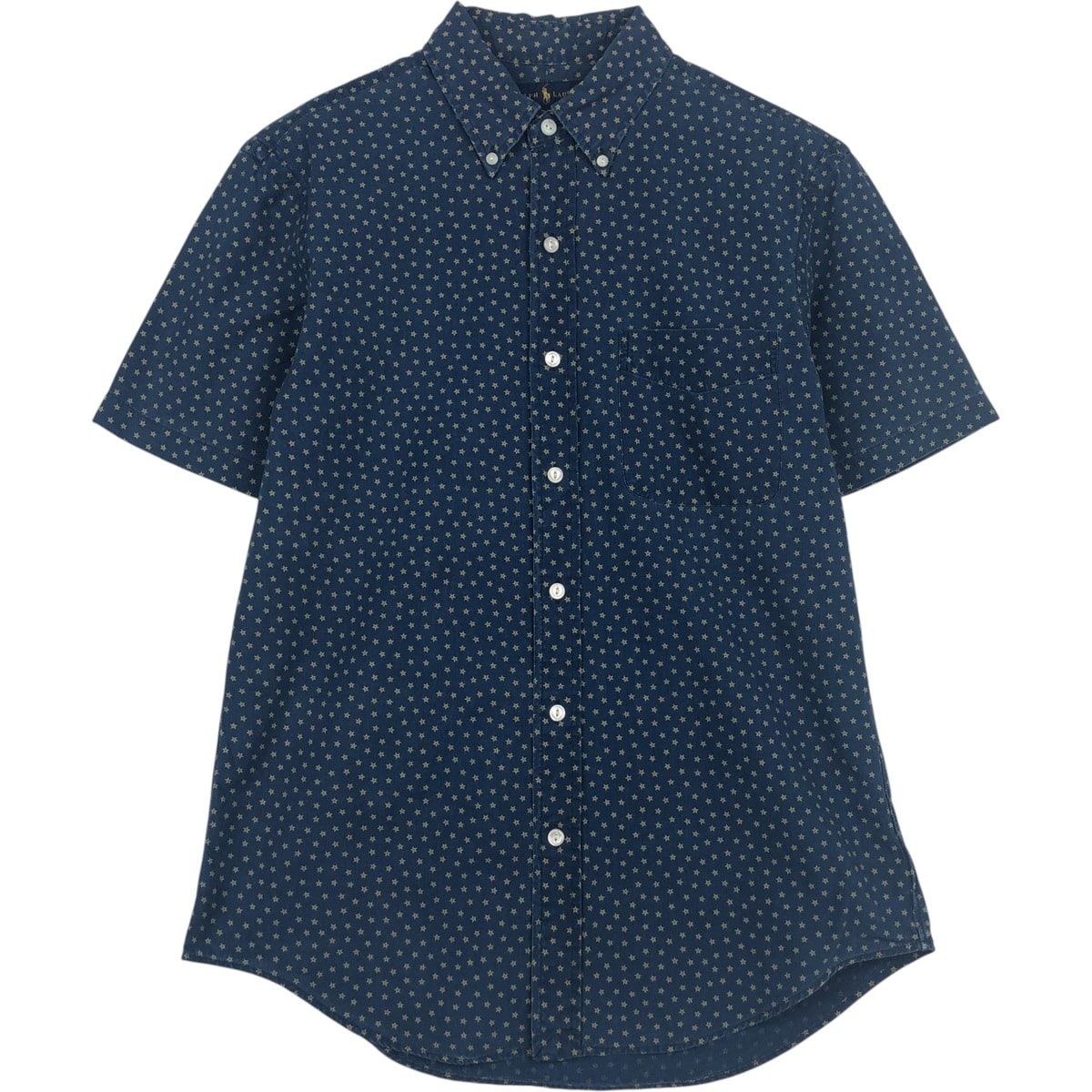 古着 ラルフローレン Ralph Lauren SLIM FIT 星柄 半袖 ボタンダウンシャツ メンズM相当/eaa637723