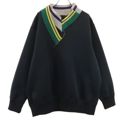 kolor カラー 21AW 日本製 長袖 Vネック ダンボール スウェット 3 ブラック系 トレーナー