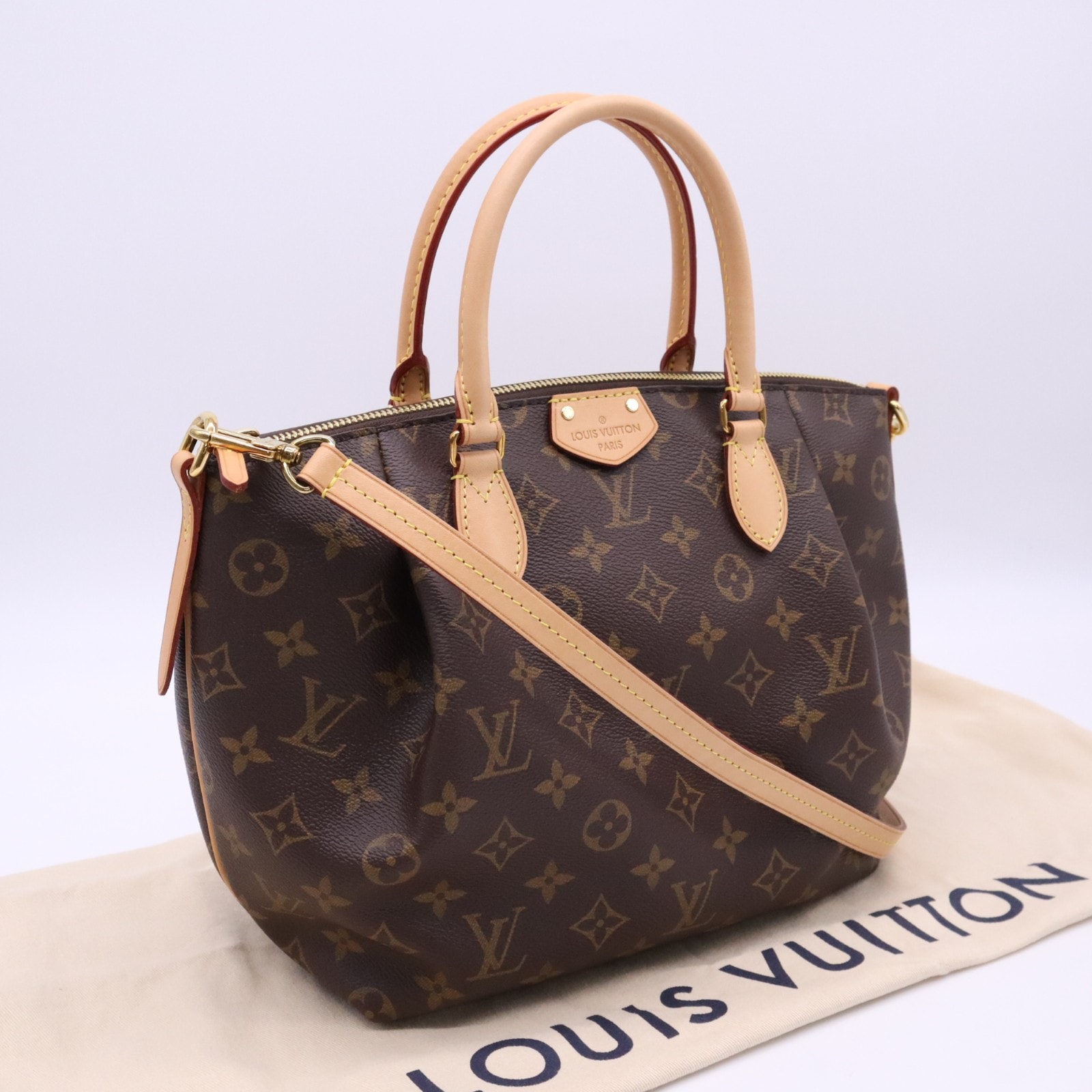 極美品 LOUIS VUITTON ルイ・ヴィトン モノグラム テュレン PM M48813 2wayハンドバッグ ブラウン ベージュ コーティングキャンバス レザー レディース