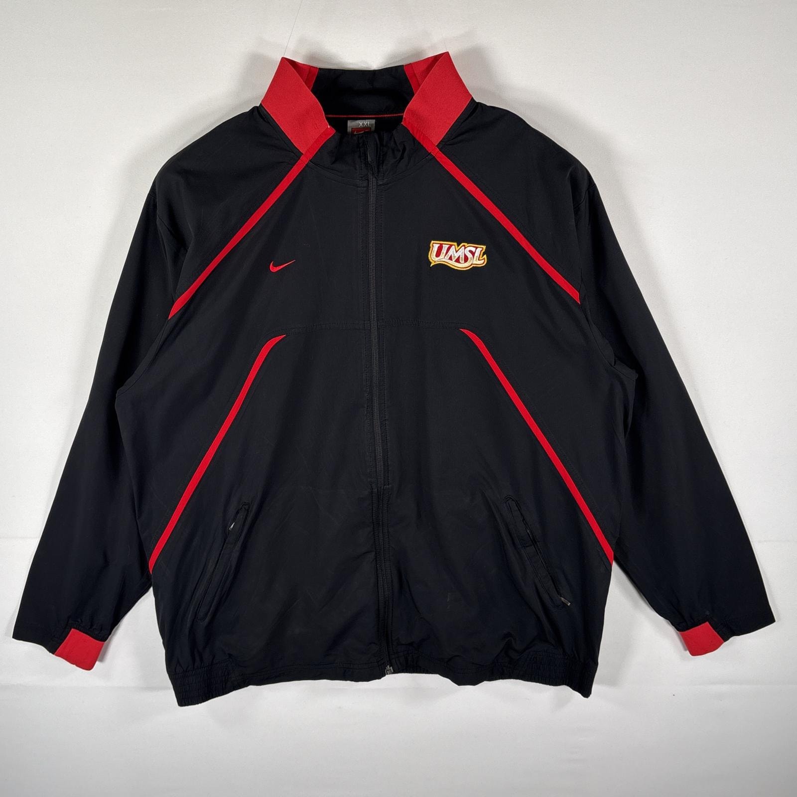 古着 ナイキ NIKE ナイロンジャケット フルジップ TEAMタグ ワンポイントロゴ刺繍 ワッペン 大きいサイズ 14041  ブラック メンズ