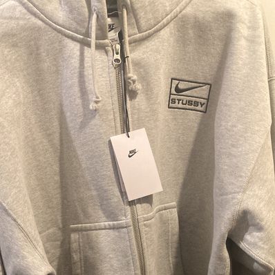 Stussy x Nike Fleece Zip Hoodie "Grey Heather" (US Size) FJ9181-050