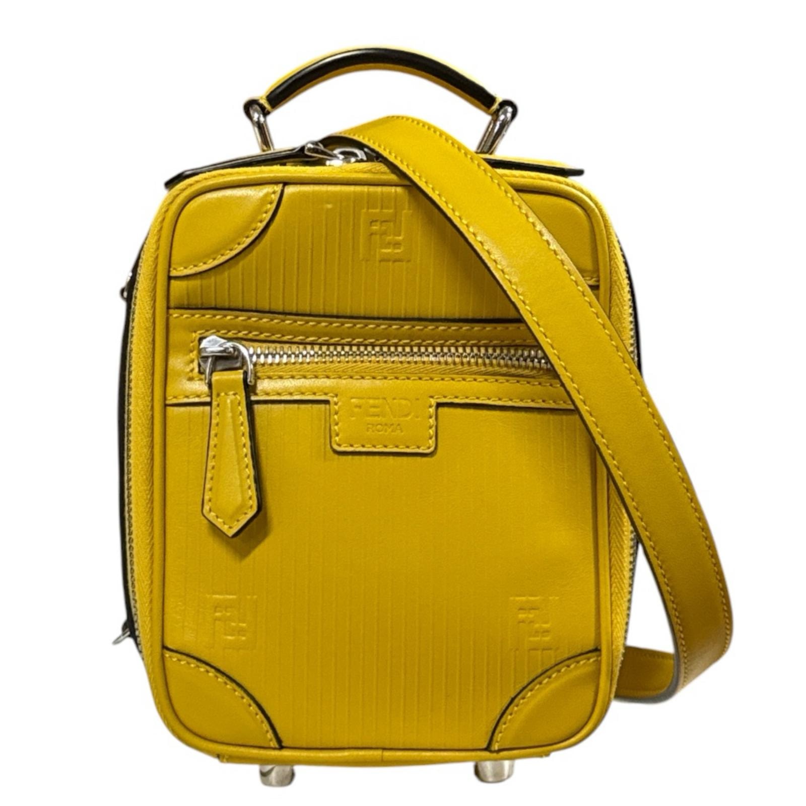 フェンディ トラベルミニバッグ ショルダーバッグ レザー 7VA542 イエロー ユニセックス FENDI  中古