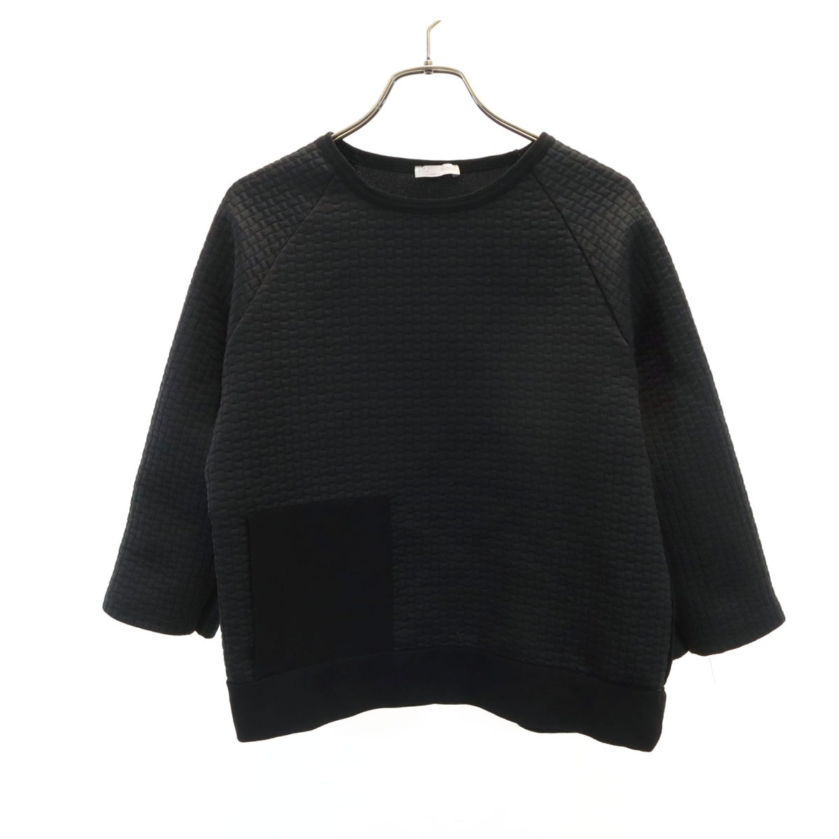 ZARA ザラ ポルトガル製 7分袖 キルティング カットソー S ブラック トップス