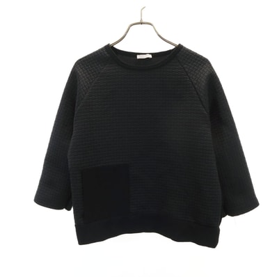 ZARA ザラ ポルトガル製 7分袖 キルティング カットソー S ブラック トップス
