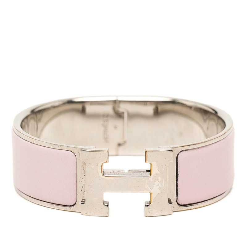 エルメス クリッククラックH PM バングル シルバー ピンク メタル レディース HERMES 【中古】