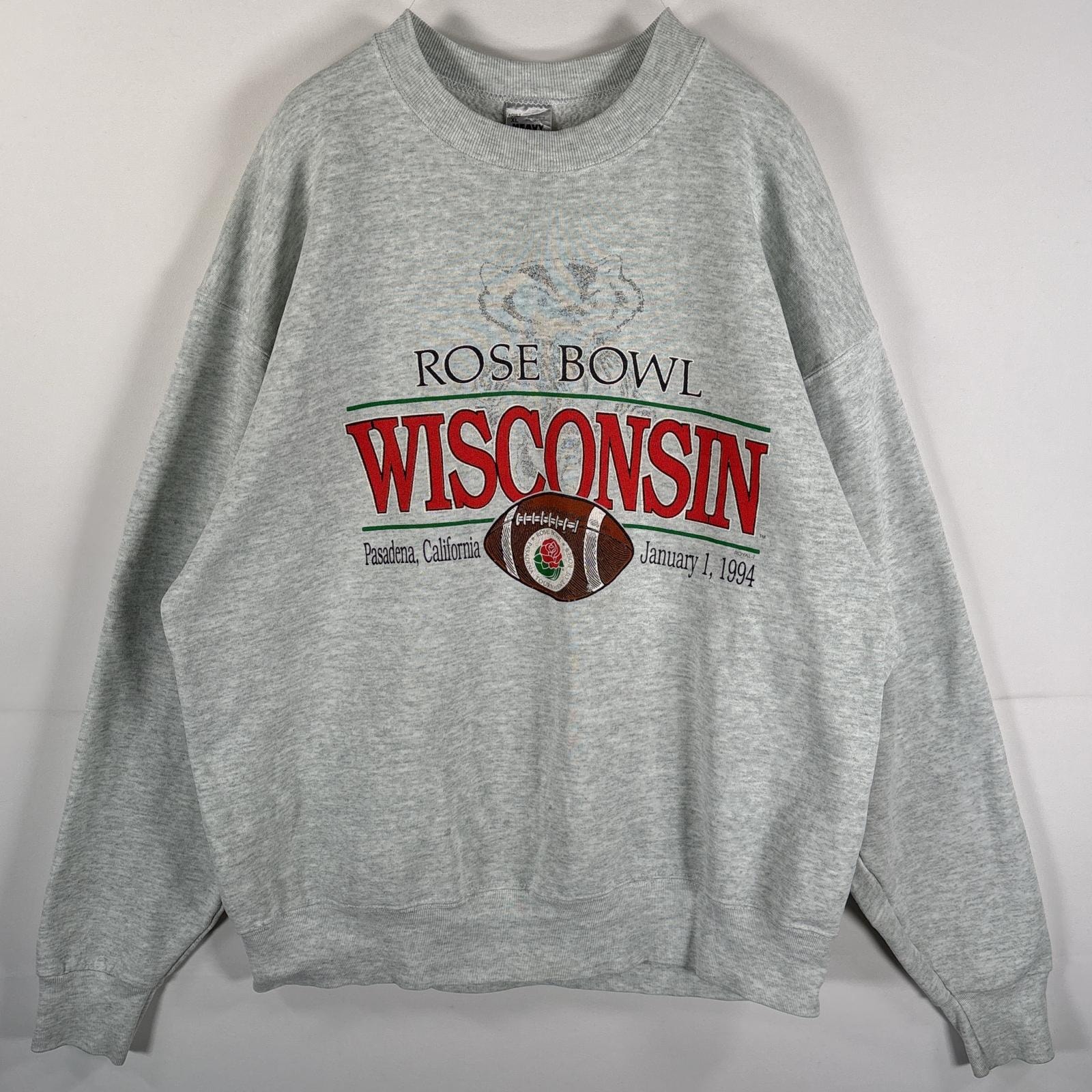 古着 90's/90年代 フルーツオブザルーム FRUIT OF THE LOOM USA製 スウェット クルーネック フットボール 大きいサイズ XL  グレー メンズ