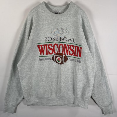 古着 90's/90年代 フルーツオブザルーム FRUIT OF THE LOOM USA製 スウェット クルーネック フットボール 大きいサイズ XL グレー メンズ