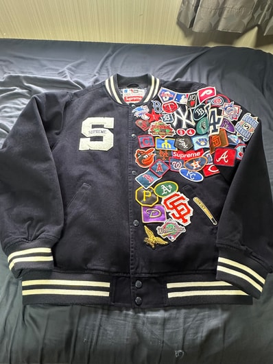 Supreme x New Era x MLB Varsity Jacket "Navy"