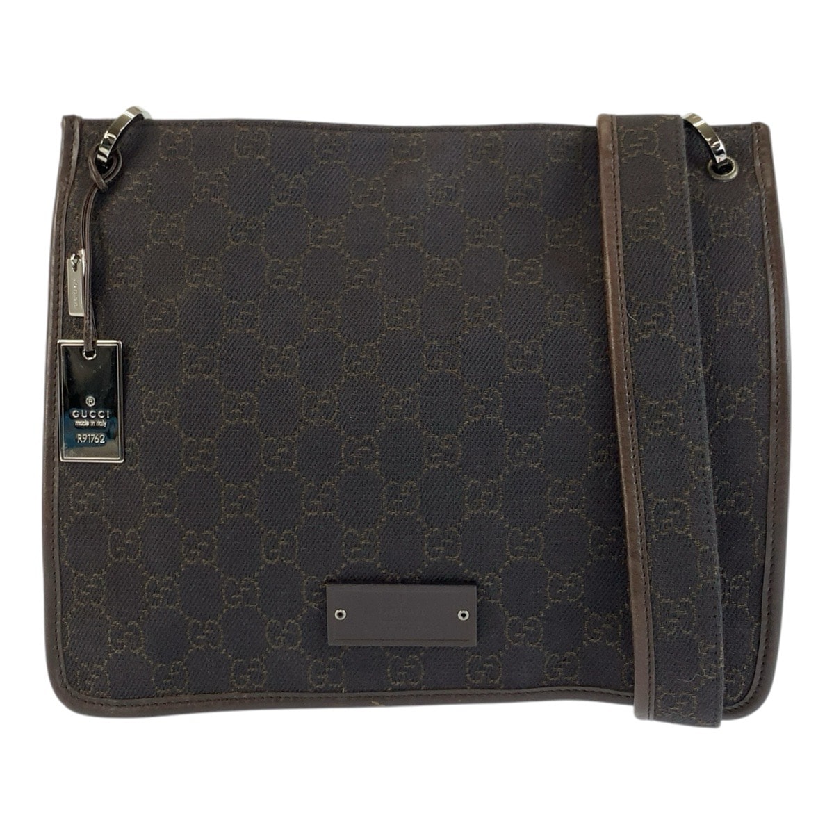 GUCCI グッチ ブラウン GGキャンバス レザー/ ショルダーバッグ ポシェット 604686 【中古】