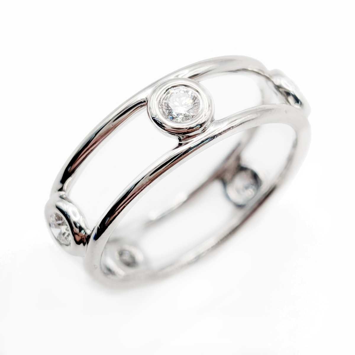【値下げ】 TIFFANY&Co. ティファニー ダブルワイヤー 5P ダイヤモンドリング リング・指輪 Pt950 プラチナ ダイヤモンド シルバー  レディース【中古】