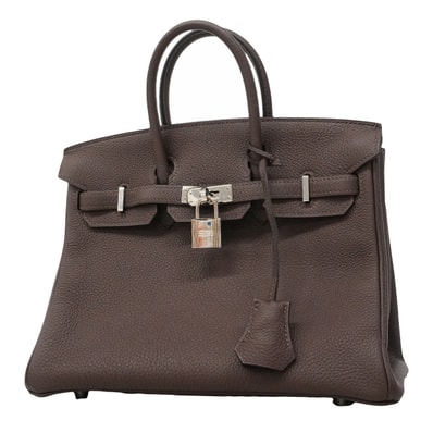 【6ia1131-g】エルメス ハンドバッグ バーキン25 トゴ ショコラ シルバー金具 D刻印【中古】レディース