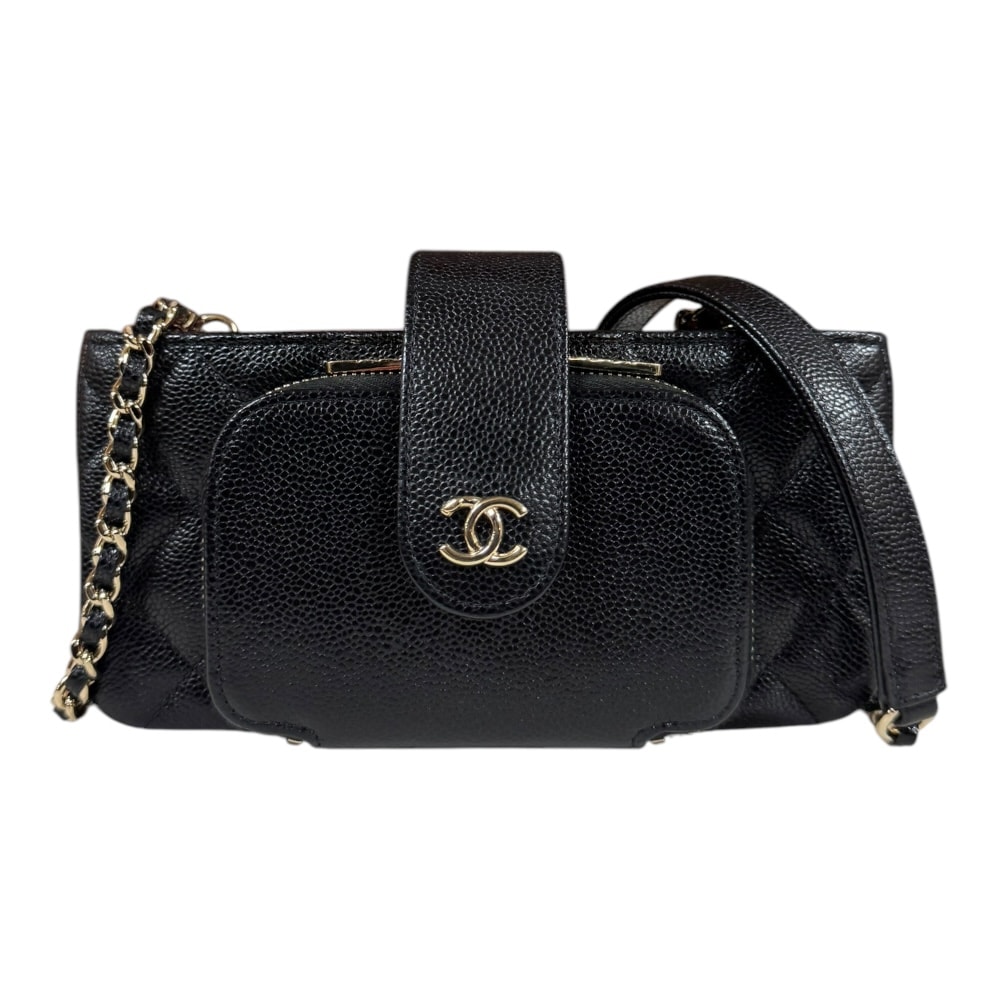 シャネル ショルダーバッグ キャビアスキン AP2916 ブラック レディース CHANEL  中古