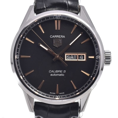 タグホイヤー TAG HEUER WAR201C-1 カレラ デイデイト キャリバー5 ブラック 自動巻き メンズ 腕時計 O#148456