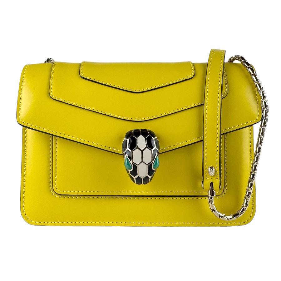 ブルガリ BVLGARI ショルダーバッグ セルペンティ フォーエバー レザー イエロー レディース【中古】 z9307