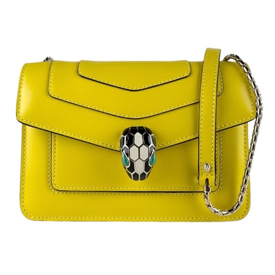 ブルガリ BVLGARI ショルダーバッグ セルペンティ フォーエバー レザー イエロー レディース【中古】 z9307