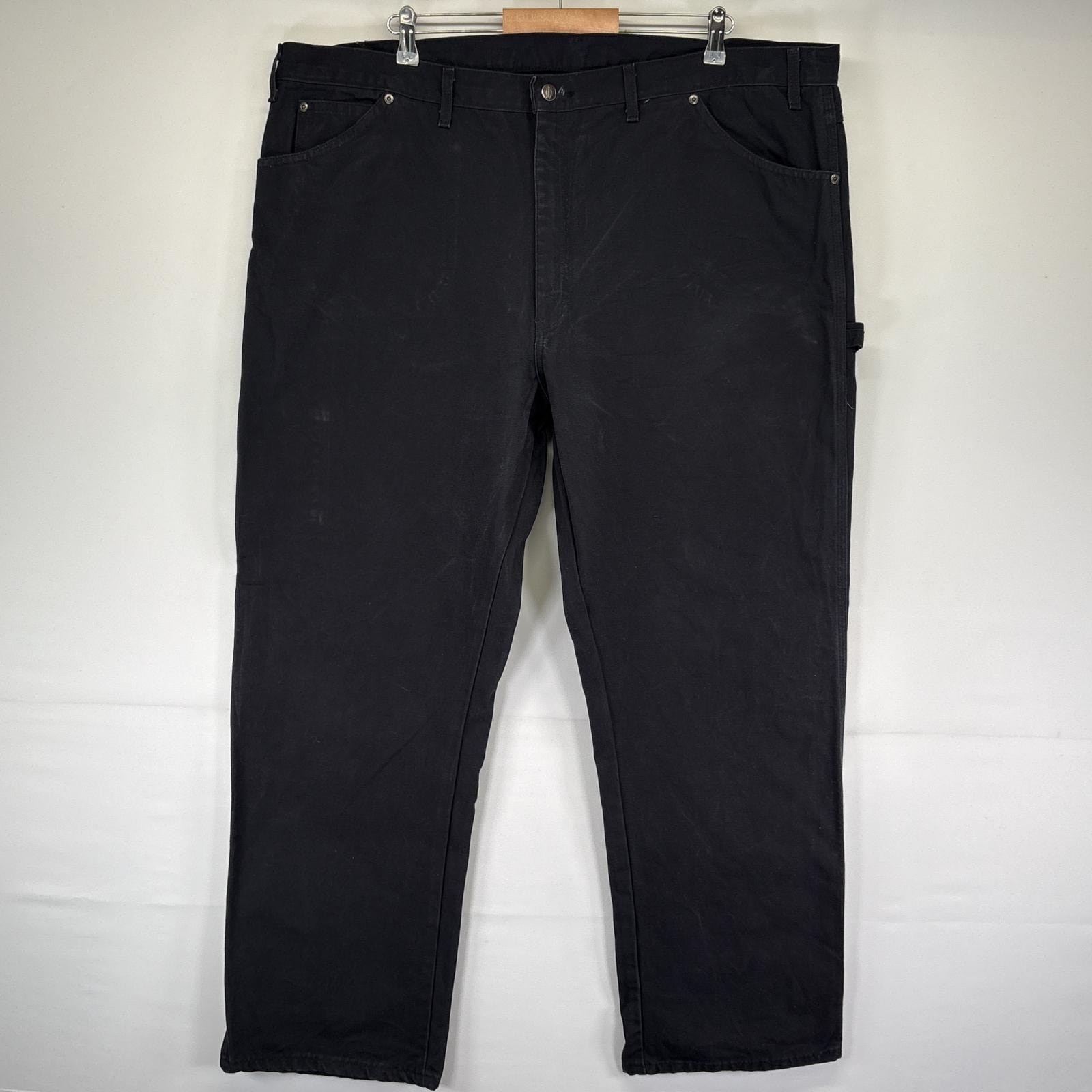 古着 ディッキーズ Dickies ワークパンツ ダック ペインター ワーク 大きいサイズ ワンポイントロゴ w44 L32 ブラック メンズ